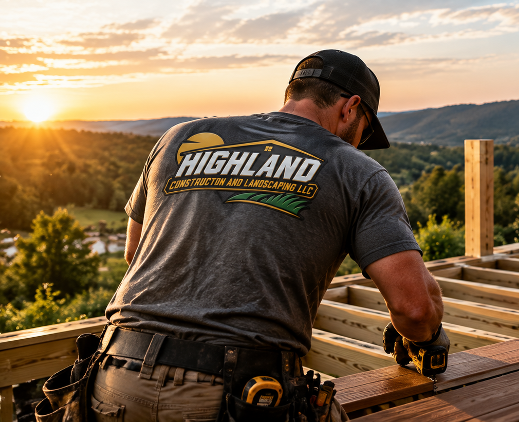 Crew building a deck
